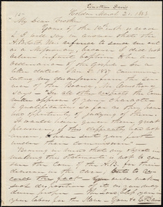Letter from Elnathan Davis, Holden, to Amos Augustus Phelps, March 21. 1838