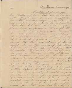 Letter from Hiram Cummings, Boston, to Amos Augustus Phelps, Sept. 10th 1840