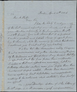 Letter from Andrew Cushing, Boston, to Amos Augustus Phelps, April 15th 1846