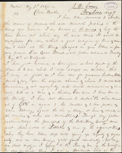 Letter from Joseph Warren Cross, Boxboro, to Amos Augustus Phelps, Aug 7th 1837