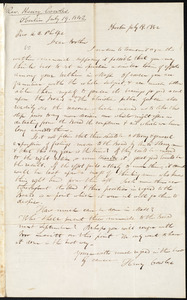 Letter from Henry Cowles, Oberlin, to Amos Augustus Phelps, July 19. 1842