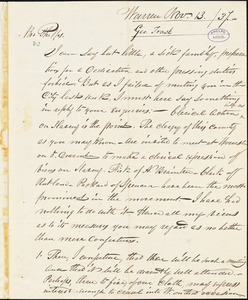Letter from George Trask, Warren, [Massachusetts], to Amos Augustus Phelps, 1837 Nov[ember] 13