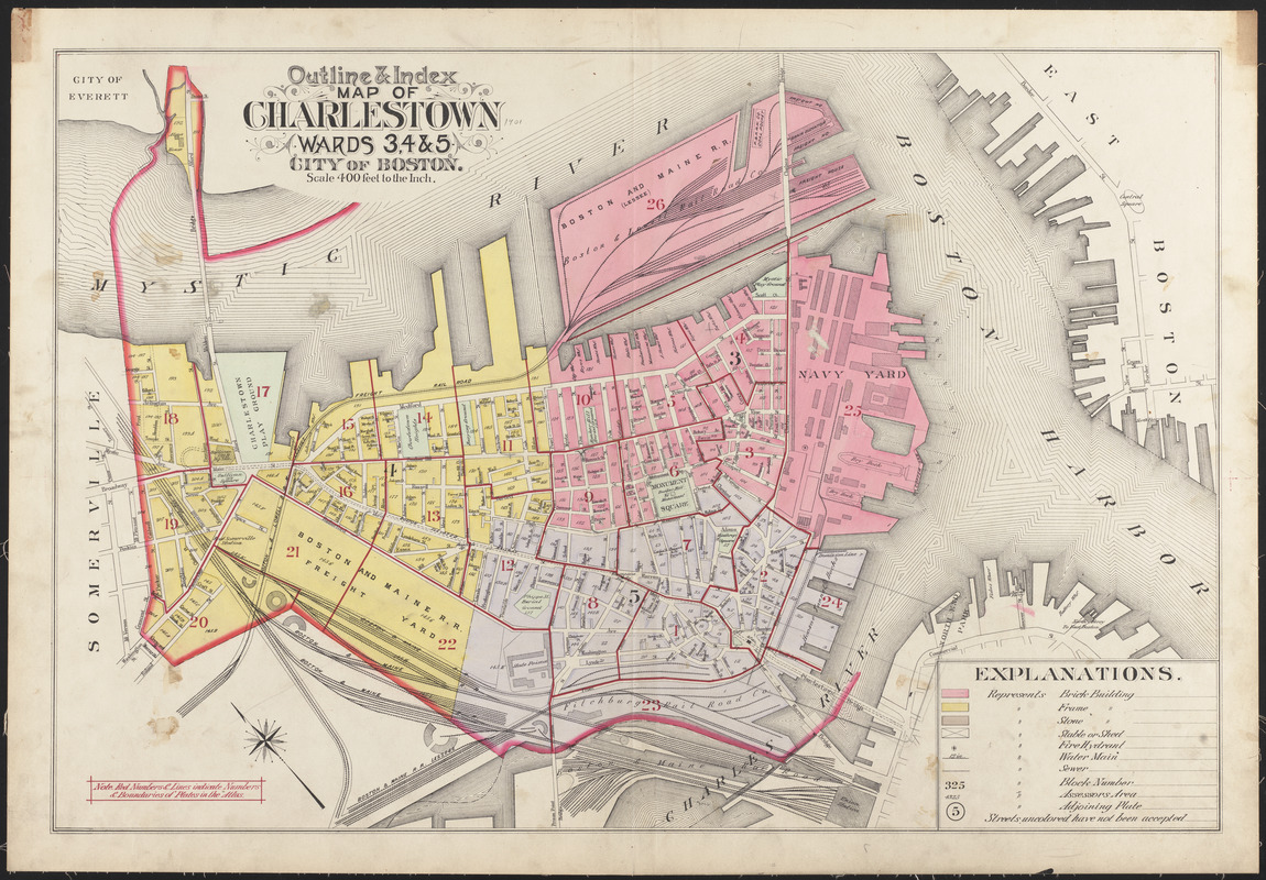 Outline & index map of Charlestown, wards 3, 4 & 5, city of Boston