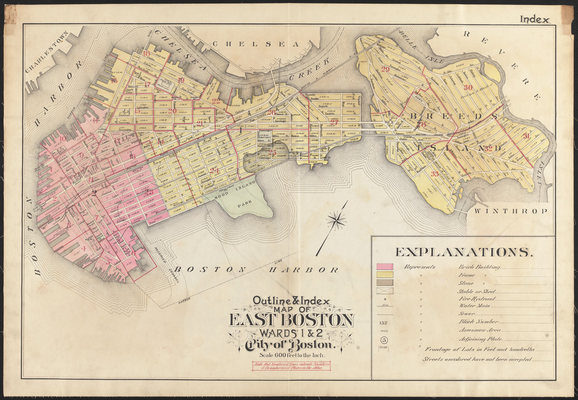 Outline & index map of East Boston, wards 1 & 2, city of Boston