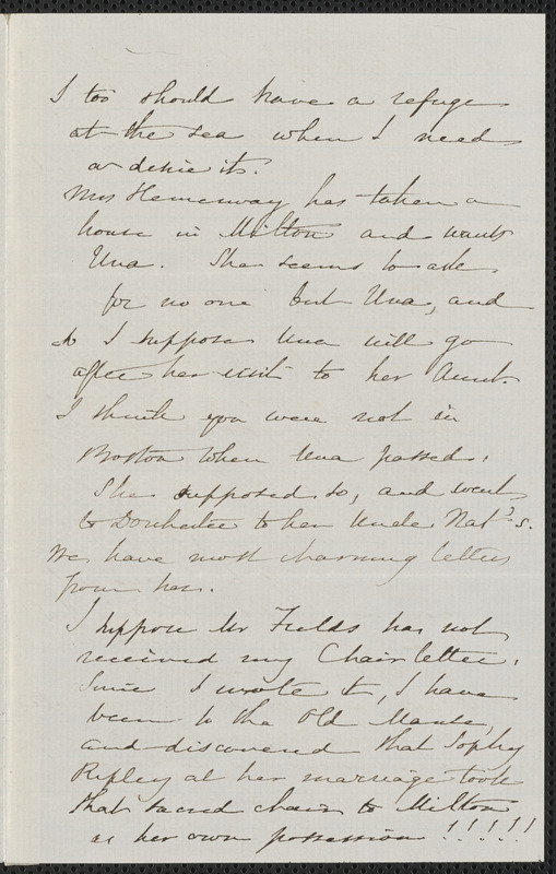 Sophia Hawthorne autograph letter signed to Annie Adams Fields, [Concord], 9 June 1865