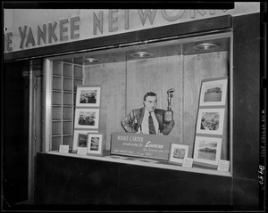 Yankee Network window display for Boake Carter on WNAC sponsored by Leavens