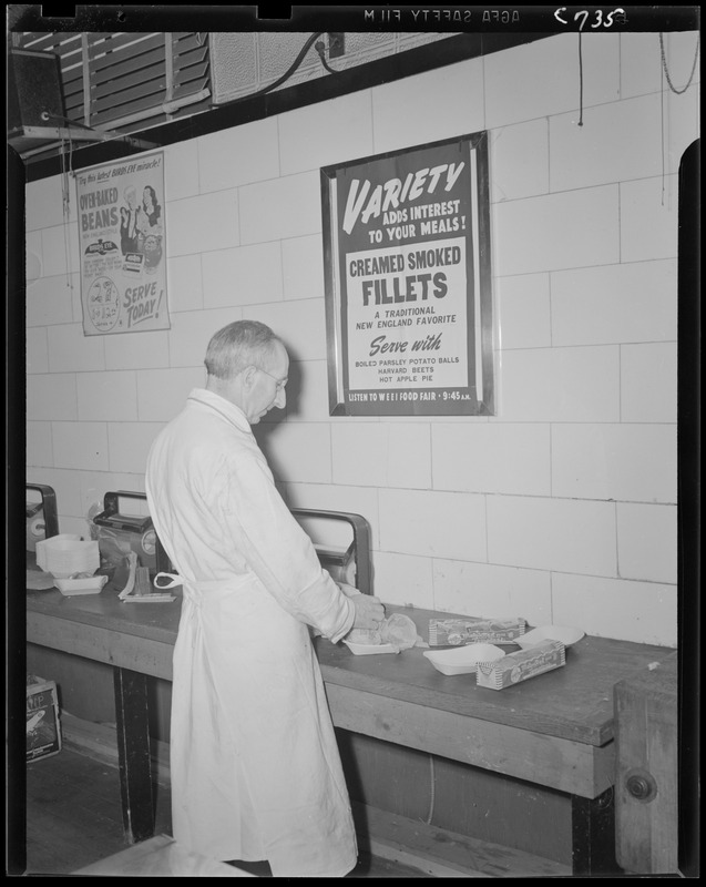 WEEI sign, supermarket