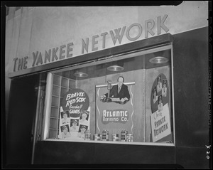 Yankee Network window display for Braves and Red Sox games called by Tom Hussey on WNAC sponsored by Grape-Nuts