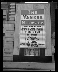 Yankee Network letter board advertising premiere of This Land is Mine