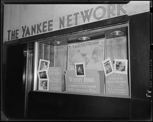 Yankee Network window display for Volney Hurd on WNAC sponsored by The Christian Science Monitor