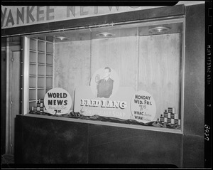 Yankee Network window display for Fred Lang Views on the News sponsored by Sweetheart Soap