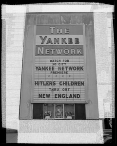 Yankee Network letter board advertising Hitler's Children