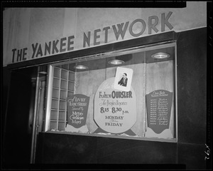 Yankee Network window display for Fulton Oursler, the People's Reporter on WNAC sponsored by Metro-Goldwyn-Mayer