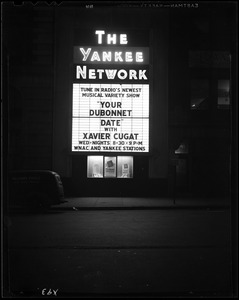 Yankee Network letter board advertising Your Dubonnet Date on WNAC