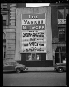 Yankee Network letter board advertising world premiere of Behind the Rising Sun