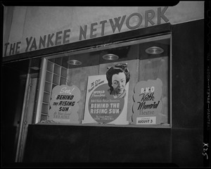 Yankee Network window display for world premiere of Behind the Rising Sun