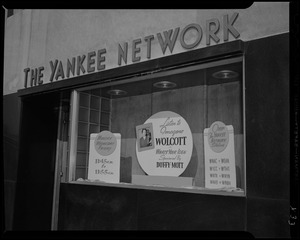 Yankee Network window display for What's Your Idea on WNAC sponsored by Duffy-Mott