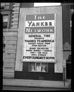 Yankee Network letter board advertising General Tire Presents Thanks to America