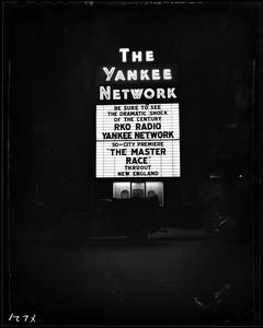 Yankee Network letter board advertising The Master Race movie