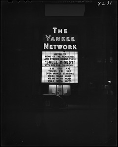 Yankee Network letter board advertising Shell Digest with Nelson Churchill on WNAC