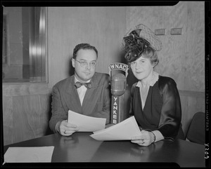 Lester Smith of WNAC and unidentified woman, possibly Edna Ziemer