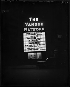 Yankee Network letter board advertising Tom Mix and His Straight Shooters on WNAC sponsored by Ralston Purina Company