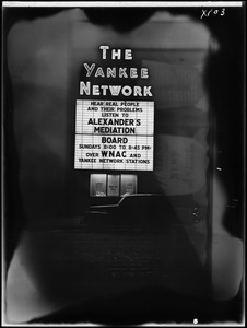 Yankee Network letter board advertising Alexander's Mediation Board on WNAC