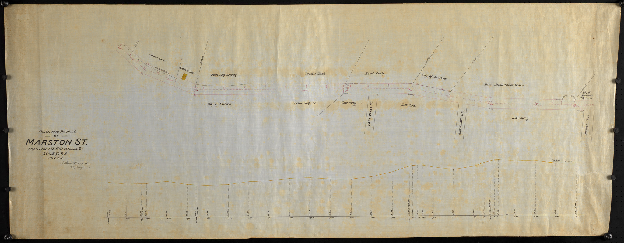 Plan And Profile Of Marston St From Ferry To E Haverhill St Digital Commonwealth 2370