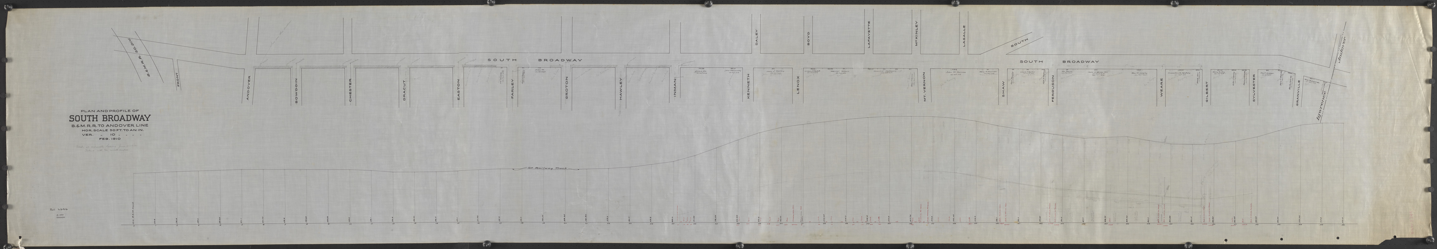 Plan and profile of South Broadway, B. & M. R. R. to Andover Line