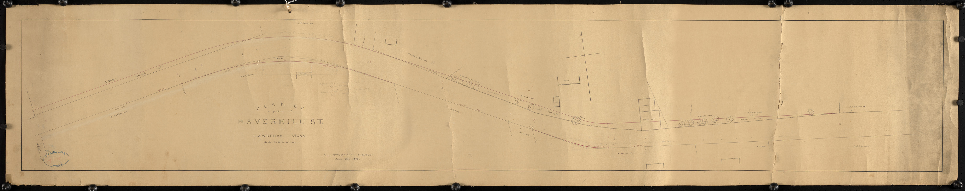 Plan of a portion of Haverhill St. in Lawrence, Mass.