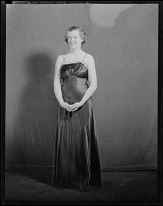 Portrait of a woman standing. Possibly Betty Welsh