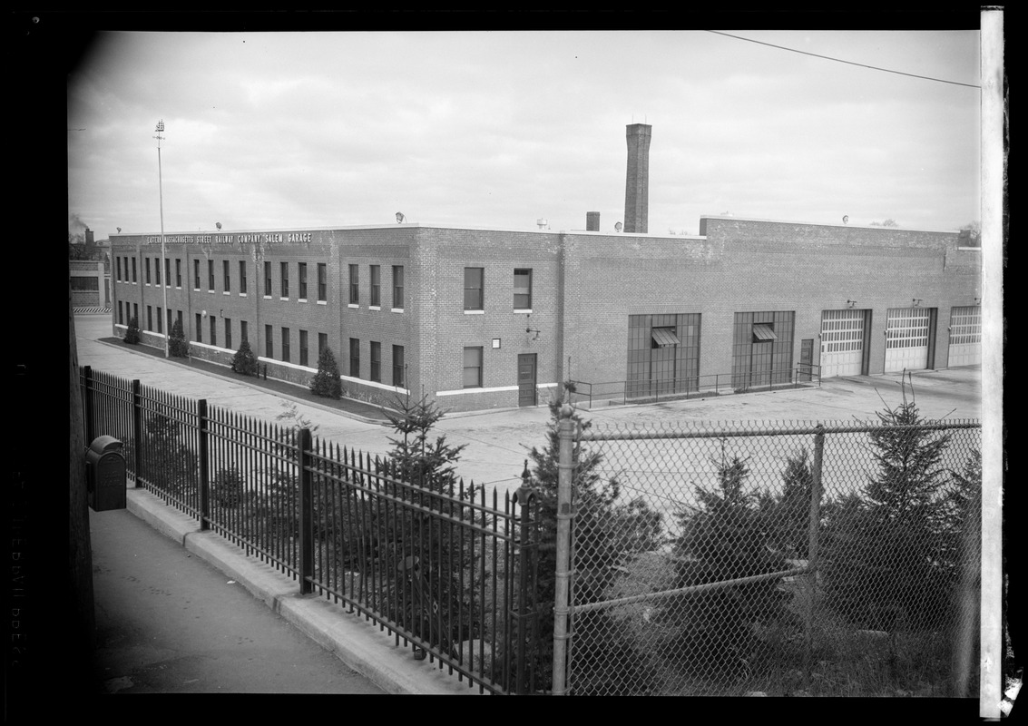 View of Eastern Massachusetts Street Railway Company Salem Garage