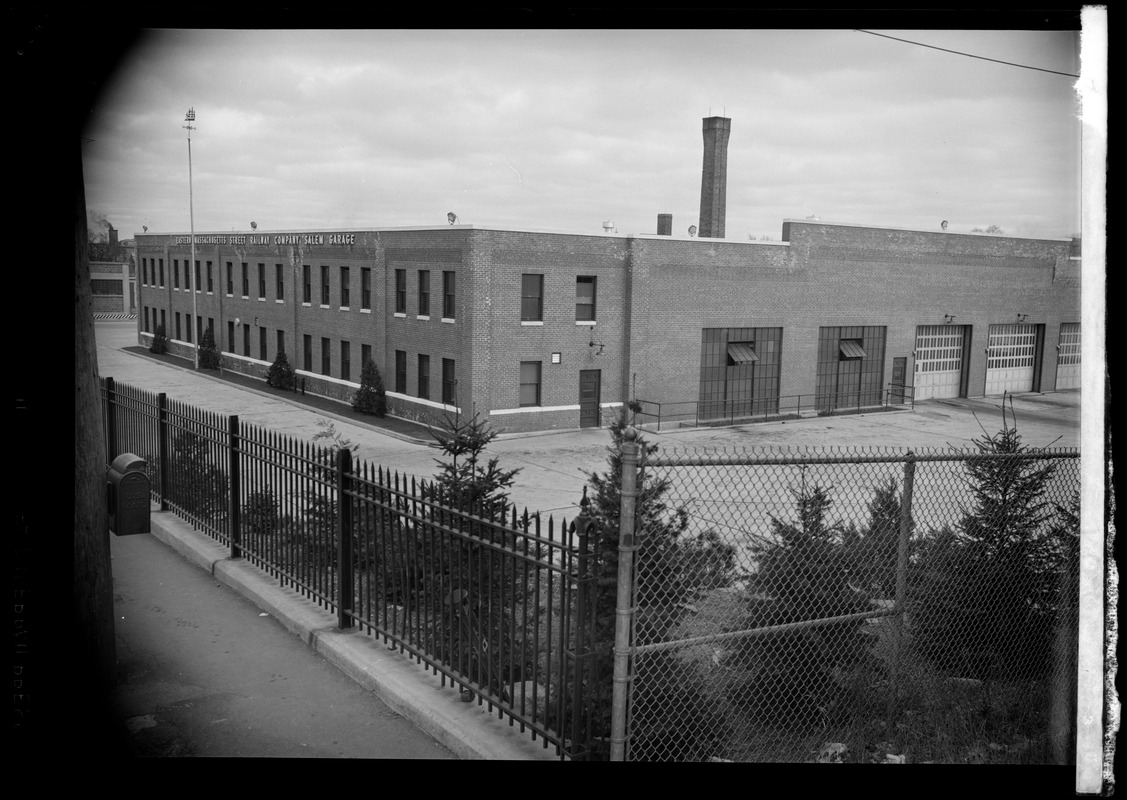 View of Eastern Massachusetts Street Railway Company Salem Garage