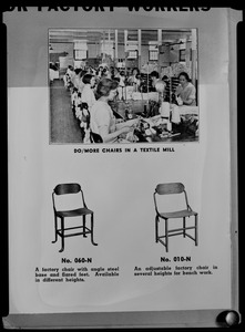 Do/More Chairs advertisement "Do/More chairs in a textile mill"