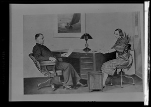 Do/More Chairs advertisement, man and woman at a desk