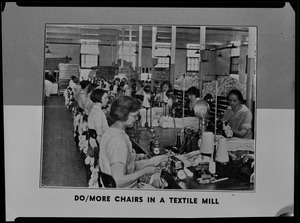Do/More Chairs advertisement "Do/More Chairs in a textile mill"