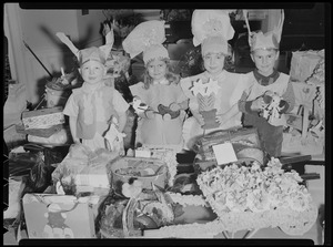 Group of children in Easter costumes with Easter baskets
