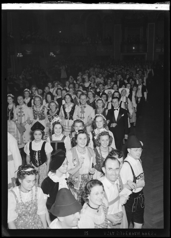 International Institute Costume Ball, large crowd at ball