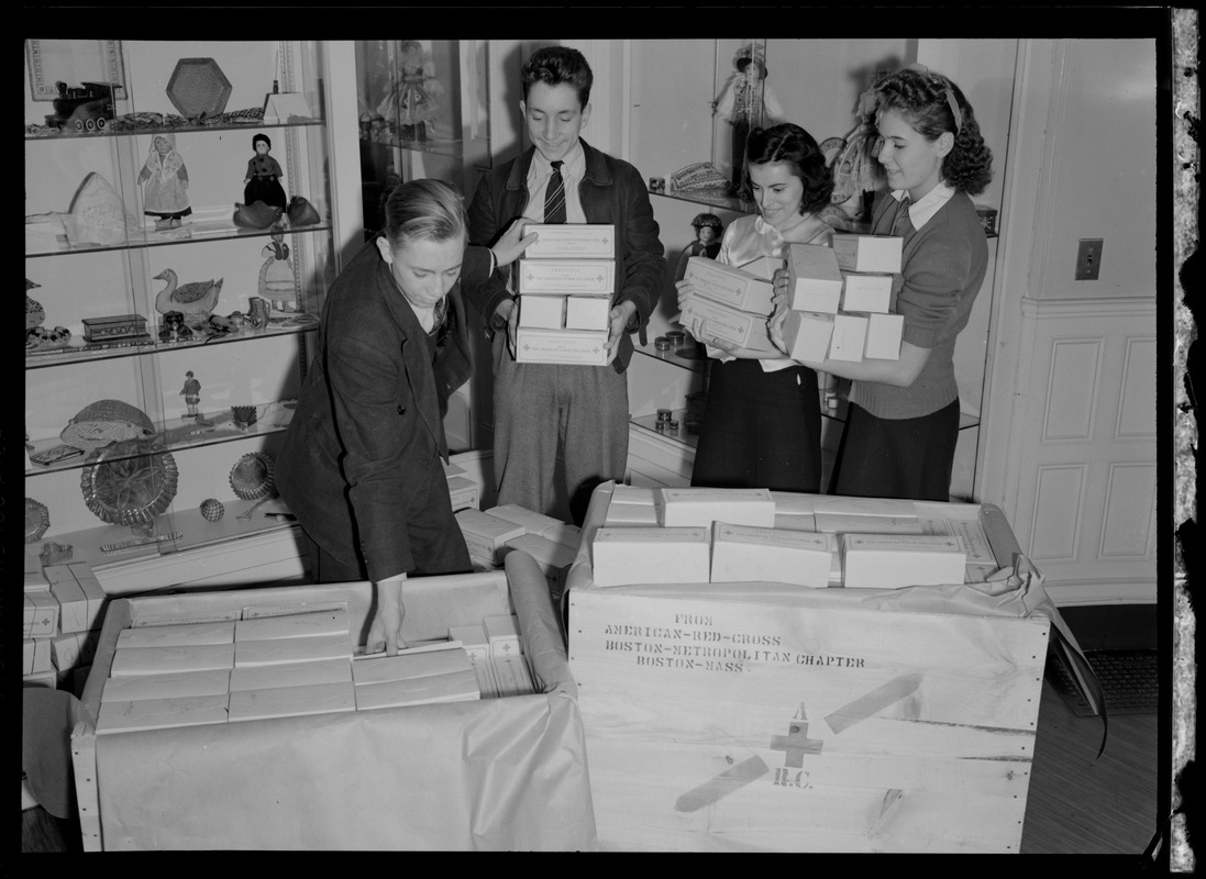 Red Cross Junior Dept. packing cases of toys