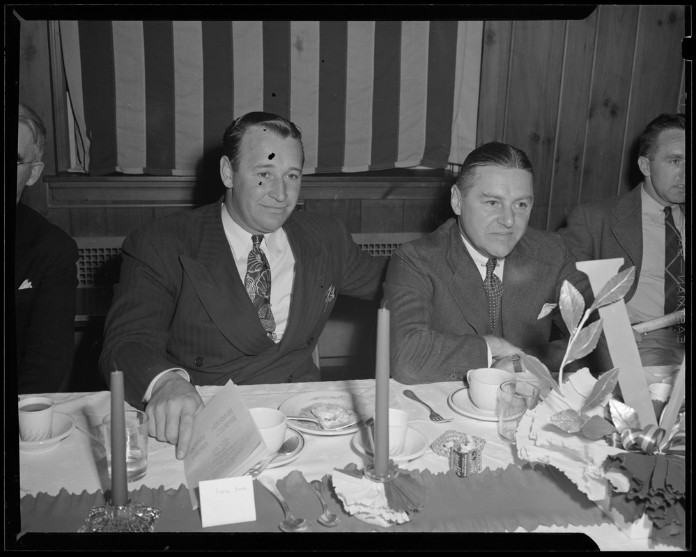 Two men at banquet table - Digital Commonwealth