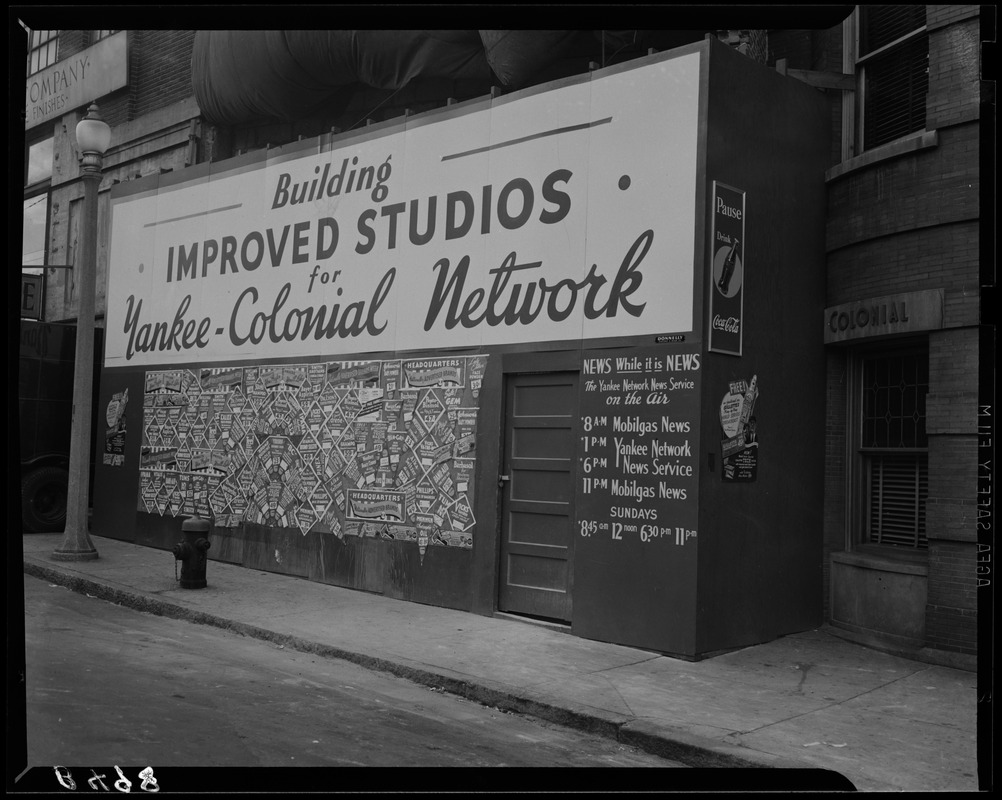 Construction notice at Yankee Colonial Network studio