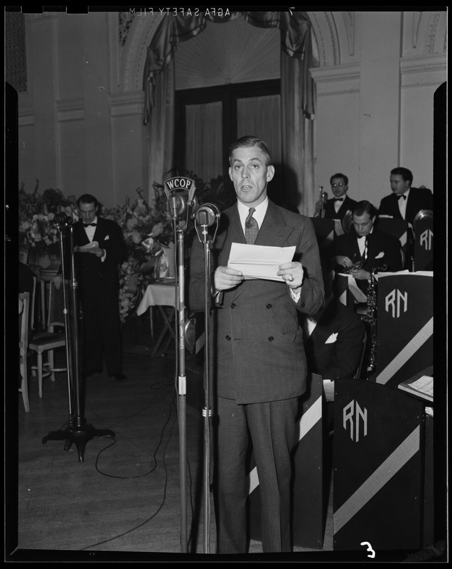 An announcer at Copley dinner party