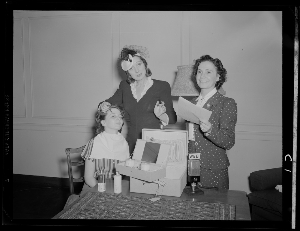 Woman demonstrating makeup