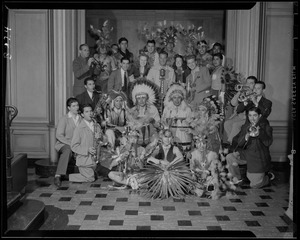 Native American dress and music band