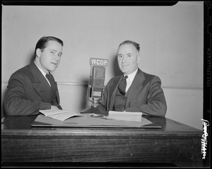 Two men at the microphone for WCOP