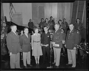 Irving Berlin with military officers the cast of This Is The Army