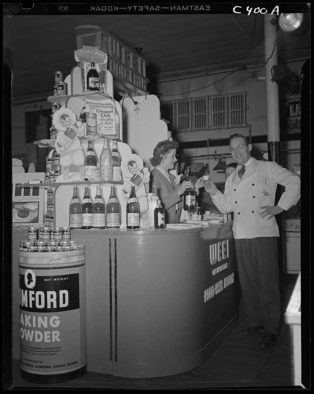 Peggy Kiley serving samples at the WEEI food fair booth