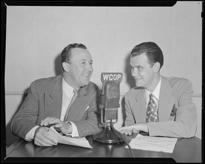 Two men seated at WCOP microphone