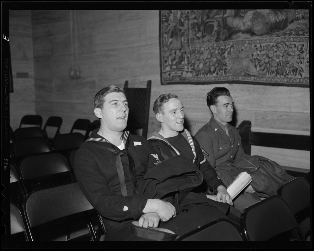 Servicemen at the Sunday concert at the Museum of Fine Arts