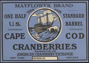 Mayflower Brand Cape Cod Cranberries Half Barrel Box Label
